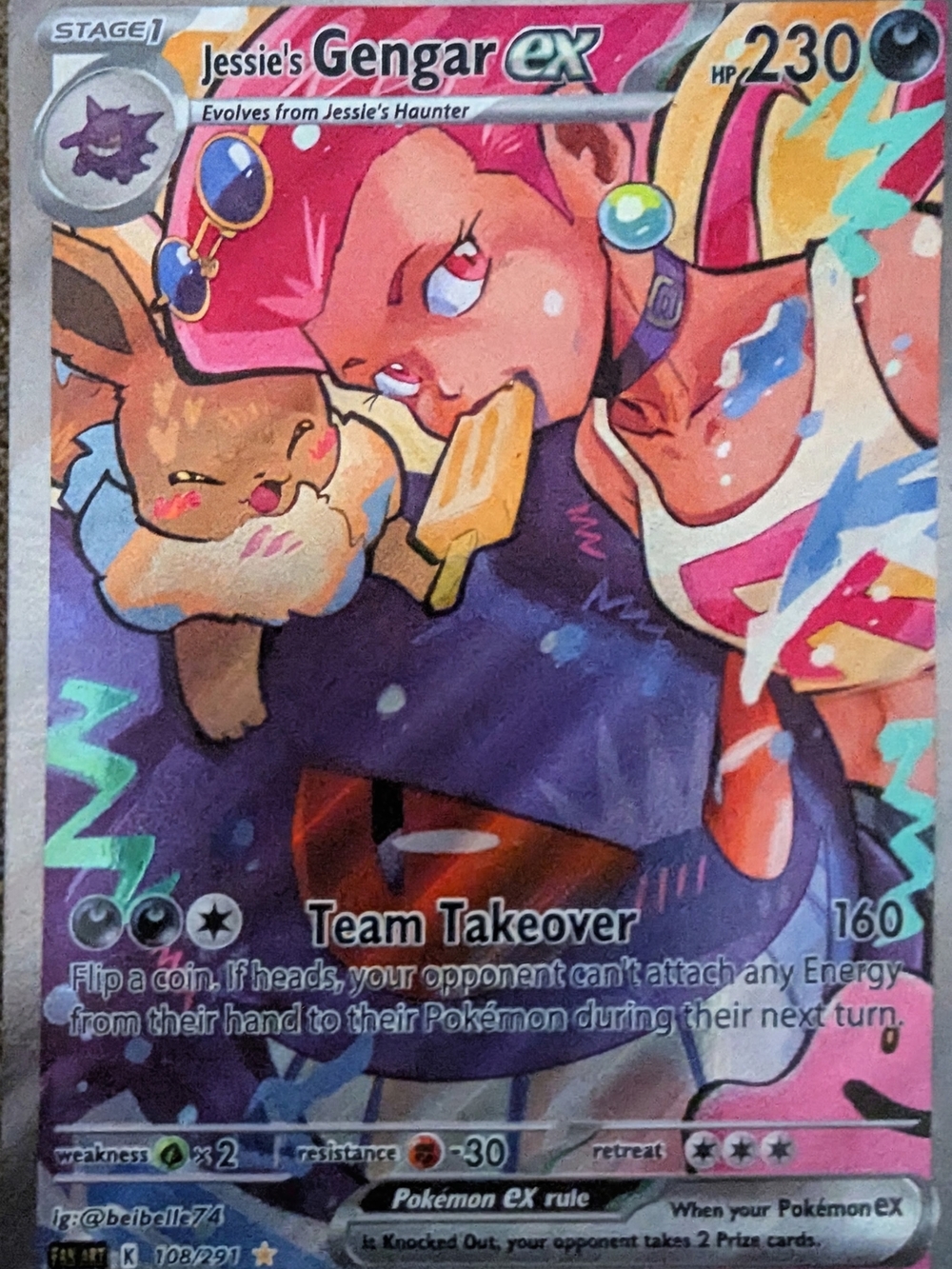 Jessie’s Gengar EX Collectible Card - Pink & Purple Artwork